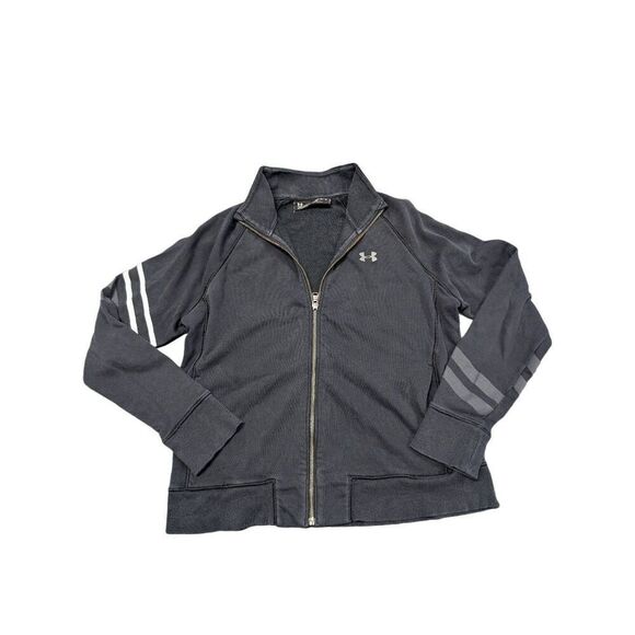Under Armour Long Sleeve Full Zip Up Loose Mock Neck Jacket Black Women's Medium - Picture 1 of 6
